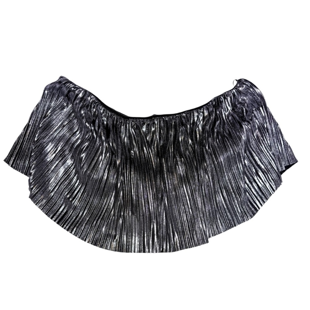 Crop Metallic Silver Pleated Strapless Top Dance Club Wear